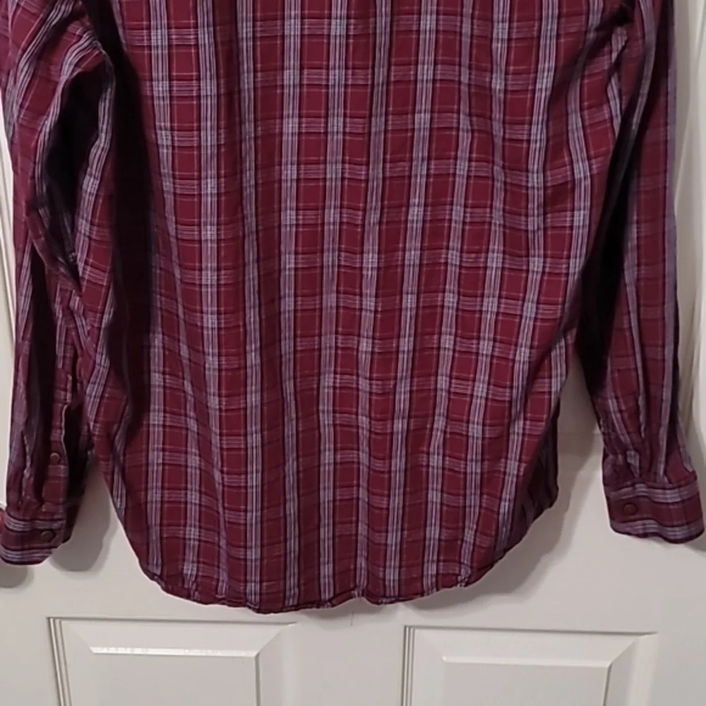 TRUE RELIGION‎ Maroon/White/Black Plaid LS Button-Down Slim Fit Shirt Men's XL